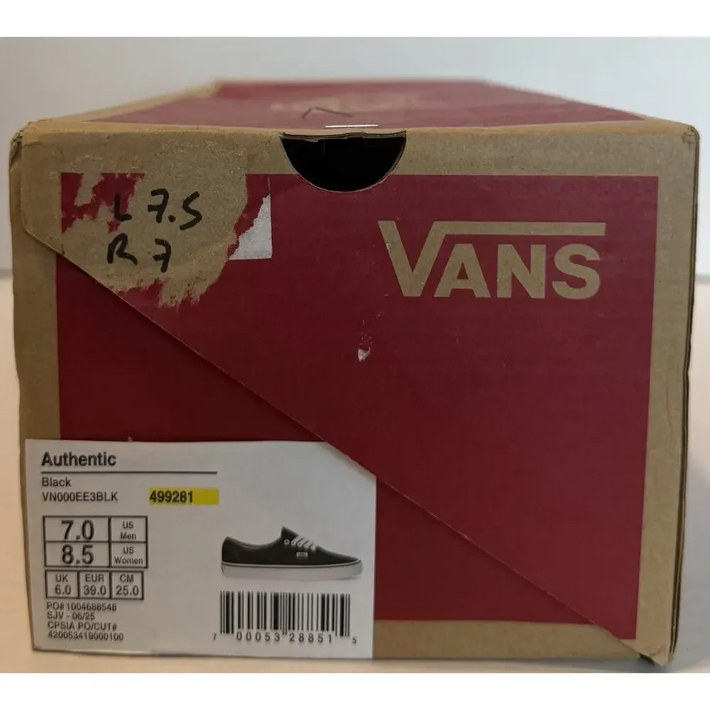 BRAND NEW Size 7/7.5 Men / 8.5/9 Women - Vans Authentic Black - VN000EE3BLK